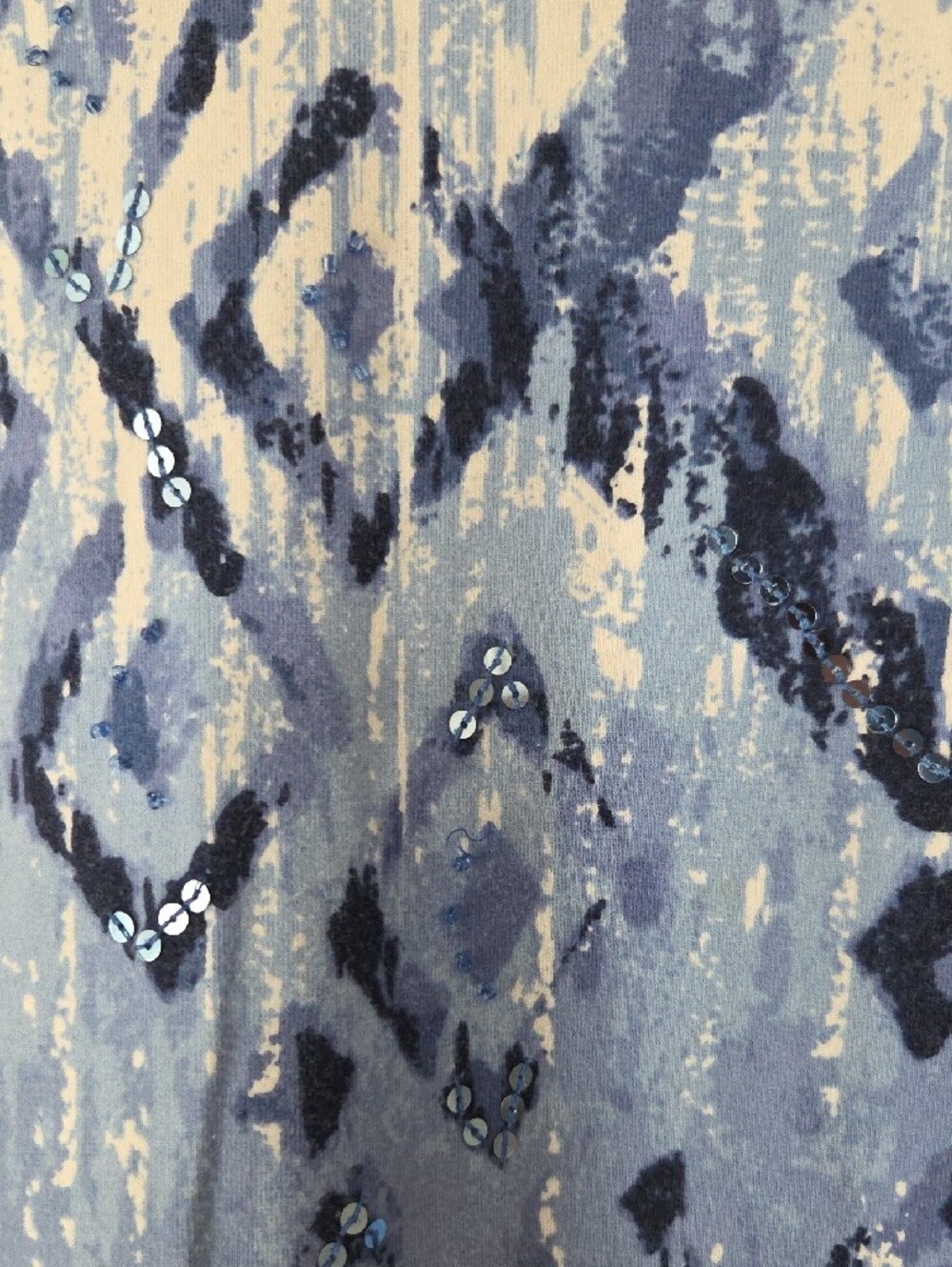 Alfred Dunner Blue Ombre Ikat Sequin Accent 3/4 Sleeve Tee Size M - Picture 5 of 8